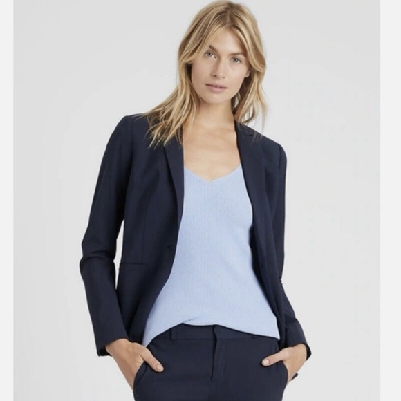 Banana Republic Jackets & Blazers - BANANA REPUBLIC Navy Long and Lean Luxury One Button Blazer Size 10